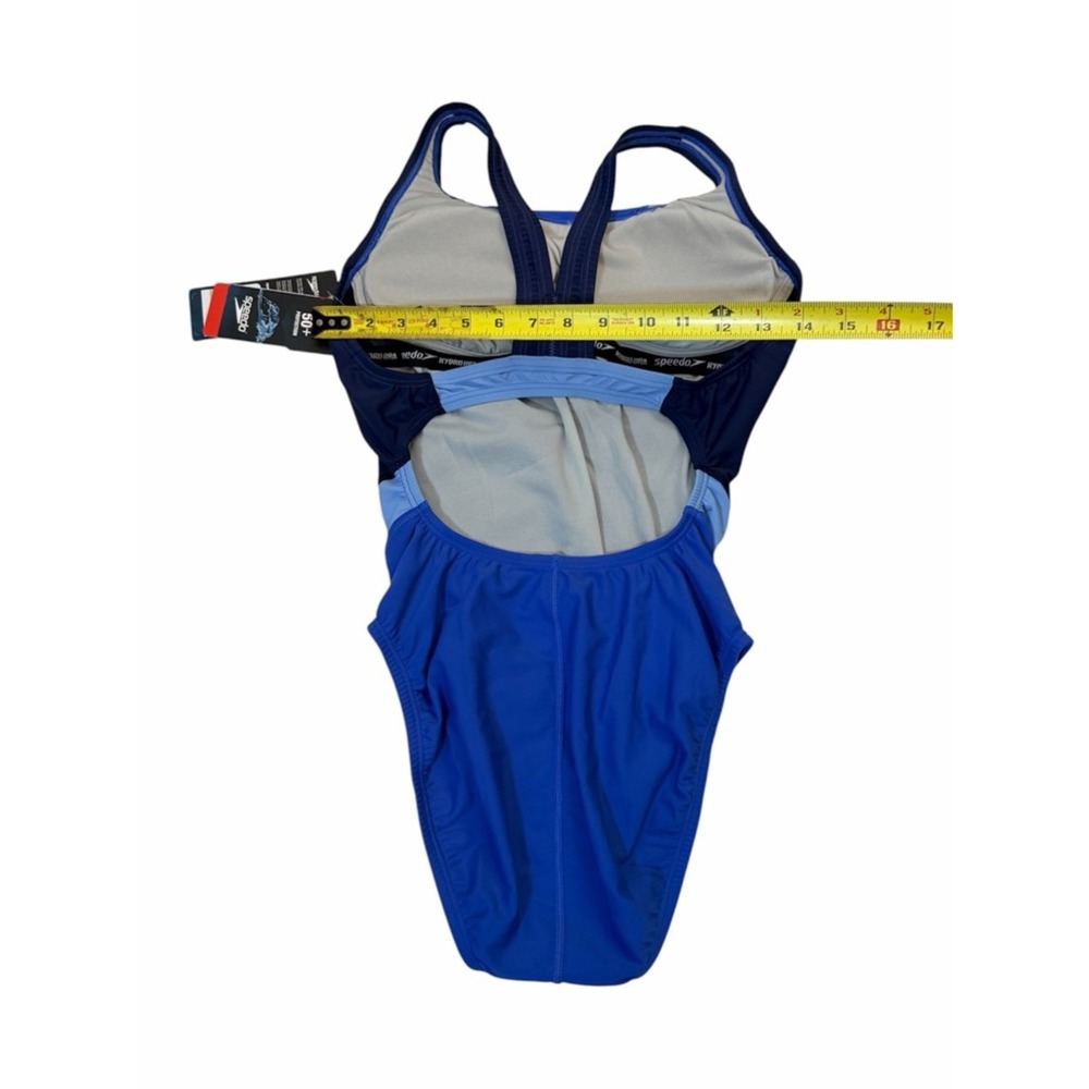 Speedo Womens Blue Colorblock HydroBra Racing Cut One Piece Swimsuit Size 8 NEW - Picture 7 of 14